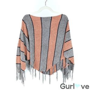 3/$25 Striped Fringes Poncho Size M
